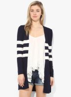 Raindrops Navy Blue Solid Shrug