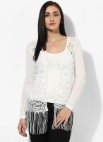 Raindrops White Tazzle Polyknit Shrug