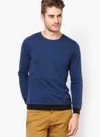 Rigo Blue Solid Round Neck T-Shirt