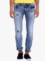 Rookies Blue Mid Rise Slim Fit Jeans