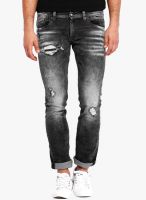 Rookies Grey Mid Rise Slim Fit Jeans