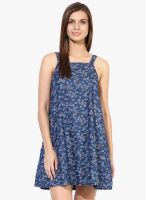 SbuyS Blue Colored Printed Skater Dress