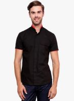 See Designs Black Solid Slim Fit Casual Shirt