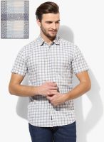 Selected Light Blue Checked Slim Fit Casual Shirt