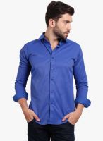 Solemio Blue Solid Slim Fit Formal Shirt