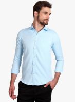 Solemio Blue Solid Slim Fit Formal Shirt