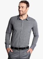 Solemio Charcoal Grey Solid Slim Fit Formal Shirt