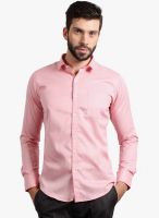 Solemio Pink Solid Slim Fit Formal Shirt