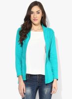 Ten On Ten Aqua Blue Solid Shrug