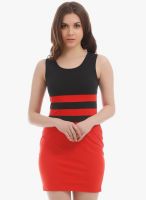 Texco Red Colored Printed Bodycon Dress