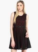 The Vanca Black Embroidered Skater Dress