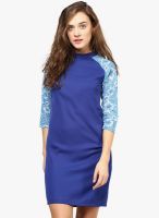 The Vanca Blue Colored Printed Bodycon Dress