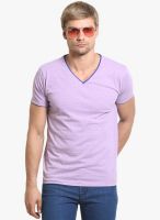 Thisrupt Purple Solid V Neck T-Shirt
