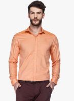 Tinted Orange Solid Slim Fit Formal Shirt