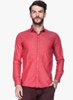 Tinted Red Solid Slim Fit Formal Shirt