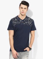 Tom Tailor Black Printed V Neck T-Shirt