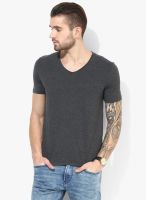 Tom Tailor Dark Grey Regular Fit V Neck T-Shirt