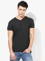 Tom Tailor Grey Solid V Neck T-Shirt