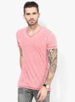 Tom Tailor Red Regular V Neck T-Shirt