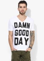 Tom Tailor White Regular Fit V Neck T-Shirt