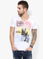 Tom Tailor White Regular V Neck T-Shirt