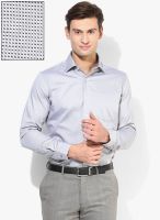 Van Heusen Grey Printed Slim Fit Formal Shirt