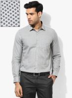 Van Heusen Light Grey Printed Slim Fit Formal Shirt