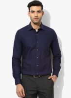 Van Heusen Navy Blue Printed Slim Fit Formal Shirt