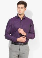 Van Heusen Purple Solid Slim Fit Formal Shirt