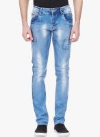 Vintage Aqua Blue Mid Rise Slim Fit Jeans