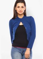 Vvoguish Blue Solid Shrug