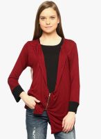 Vvoguish Maroon Solid Shrug