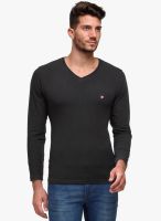 WYM Black Solid V Neck T-Shirt