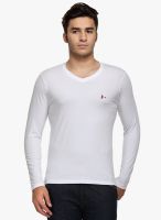 WYM White Solid V Neck T-Shirt
