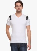 WYM White Solid V Neck T-Shirt