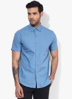 Wills Lifestyle Blue Slim Fit Casual Shirt