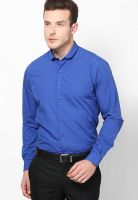 Wills Lifestyle Blue Solid Formal Shirt