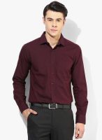 Wills Lifestyle Maroon Regular Fit Formal Shirt