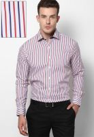 Wills Lifestyle Red Striped Formal Shirt