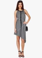 20dresses Black Colored Striped Asymmetric Dress
