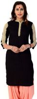 Aana Solid Women's Straight Kurta(Black)