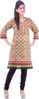 Addiction Printed Women's Straight Kurta(Beige)