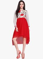 Admyrin Red Printed Asymmetric Dress
