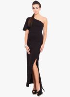 Anaphora Black Colored Solid Asymmetric Dress