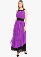 Athena Purple Colored Solid Maxi Dress