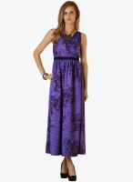 Belle Fille Purple Colored Printed Maxi Dress