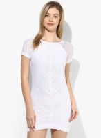 Calgari White Colored Embroidered Bodycon Dress