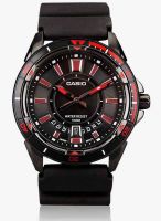 Casio Enticer Men's Mtd-1066B-1A2vdf Black/Red Analog Watch