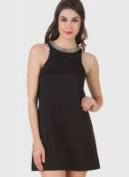 Cherymoya Black Colored Solid Bodycon Dress