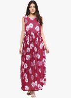 Color Cocktail Pink Colored Printed Maxi Dress